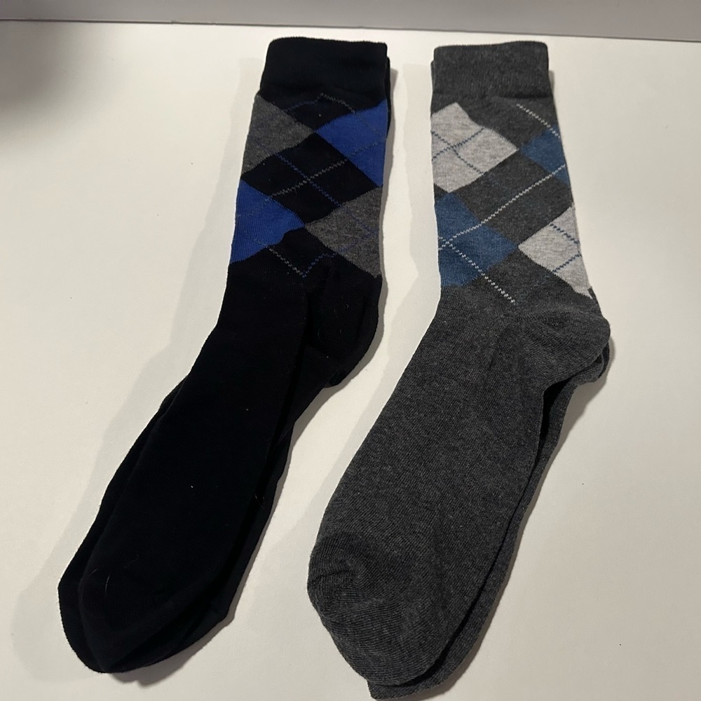Men's Argyle Socks - Blue and Gray 2 Pairs